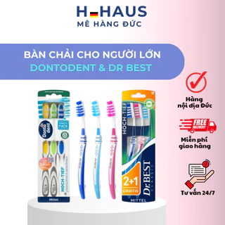 Set 3 bàn chải đánh răng DR Best và Dontodent Đức lông siêu mềm