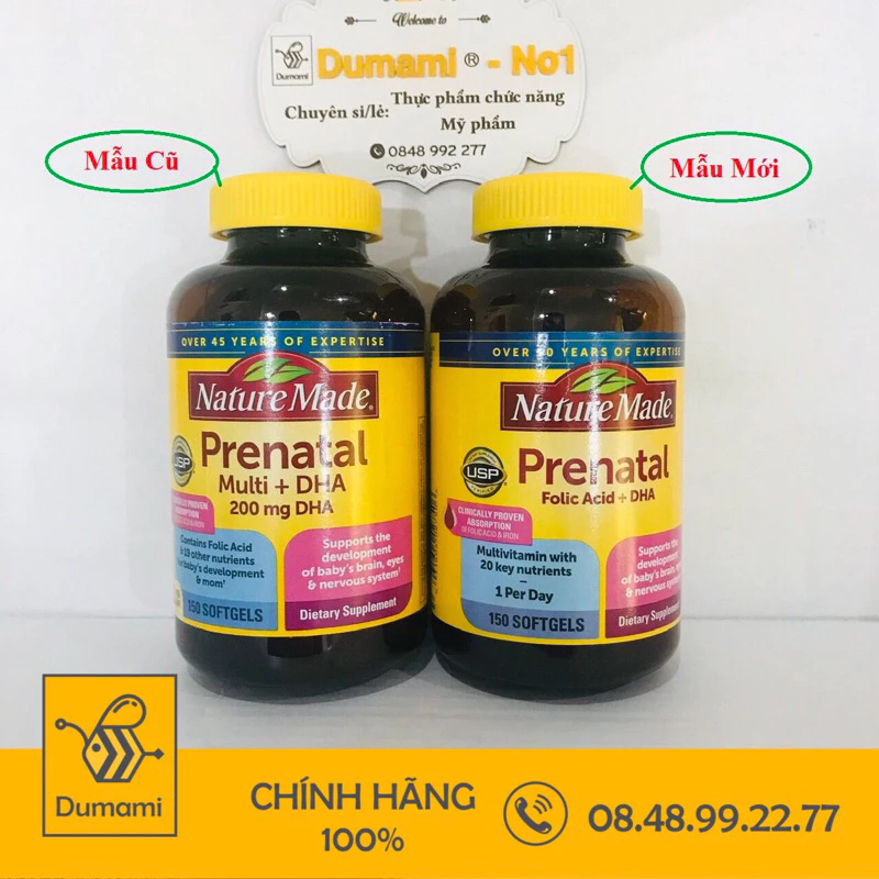 (Ship nhanh+Date xa) Bổ Bầu Prenatal Multi+DHA 150 viên của Mỹ