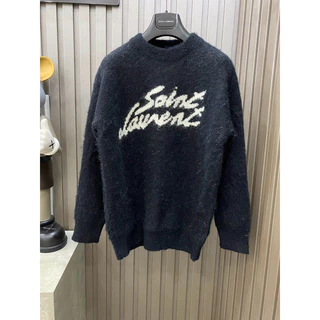 ⚡️[Hight Quality] Hàng Có Sẵn!! Áo Sweaters Len Saint Laurent - Logo Mohair Lông Xù Họa Tiết Chữ Sang Trọng -Hàng Loại 1