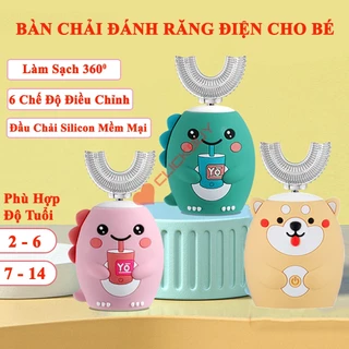 Bàn Chải Đánh Răng Điện Cho Bé Đầu Chữ U Siêu Mềm, Nhiều Mẫu Hoạt Hình Đáng Yêu