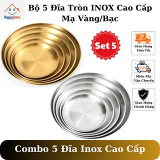 Đĩa đựng hoa quả bằng inox cao cấp, đĩa đựng thức ăn mạ vàng bạc phong cách châu âu sang trọng