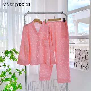 Pijama lụa mango mềm mại, không nhăn TDQD Satino cổ Y - Y-Hachi Pink & Y-Hailey Dark Green