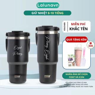 Bình Ly Giữ Nhiệt TYESO thể tích 750/900ML,giữ nóng lạnh 08-18H,cốc có ống hút, quai xách (6 màu) Lalunavn có khắc tên