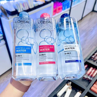 (CHÍNH HÃNG) Nước Tẩy Trang L'Oreal Paris 3-in-1 Micellar Water 400ml, Nước tẩy trang Loreal dành cho da dầu, da khô