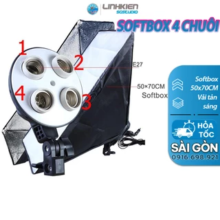 Softbox 50* 70cm 4 chuôi đèn Hỗ Trợ Chụp Hình Studio , Chụp ảnh Livestream