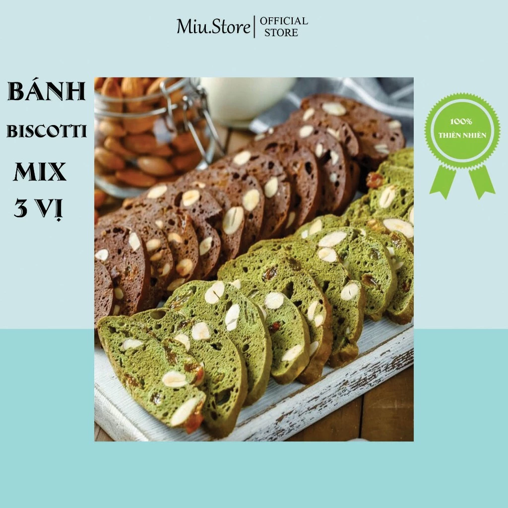 Bánh Biscotti ăn kiêng Mix 3 vị - Bánh Biscotti Nguyên Cám healthy