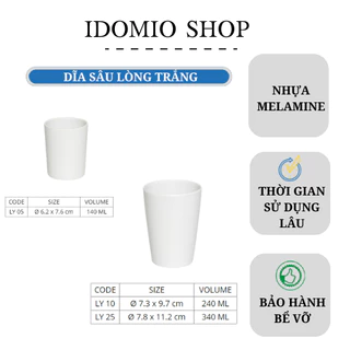 Ly Nhựa Melamine Màu Trắng Nhiều Size