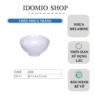 Chén Cơm Nhựa Melamine Màu Trắng