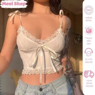 Áo hai dây nữ cột nơ phối ren Meei Shop, Áo bra 2 dây nơ kiểu nữ tôn vòng 1 phong cách sexy quyến rũ -A98-