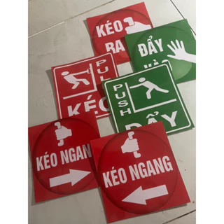 Decal Kéo Đẩy, Bảng Kéo Đẩy Pull Push Dán Cửa Kính, cửa gỗ Trang Trí Cửa Ra Vào