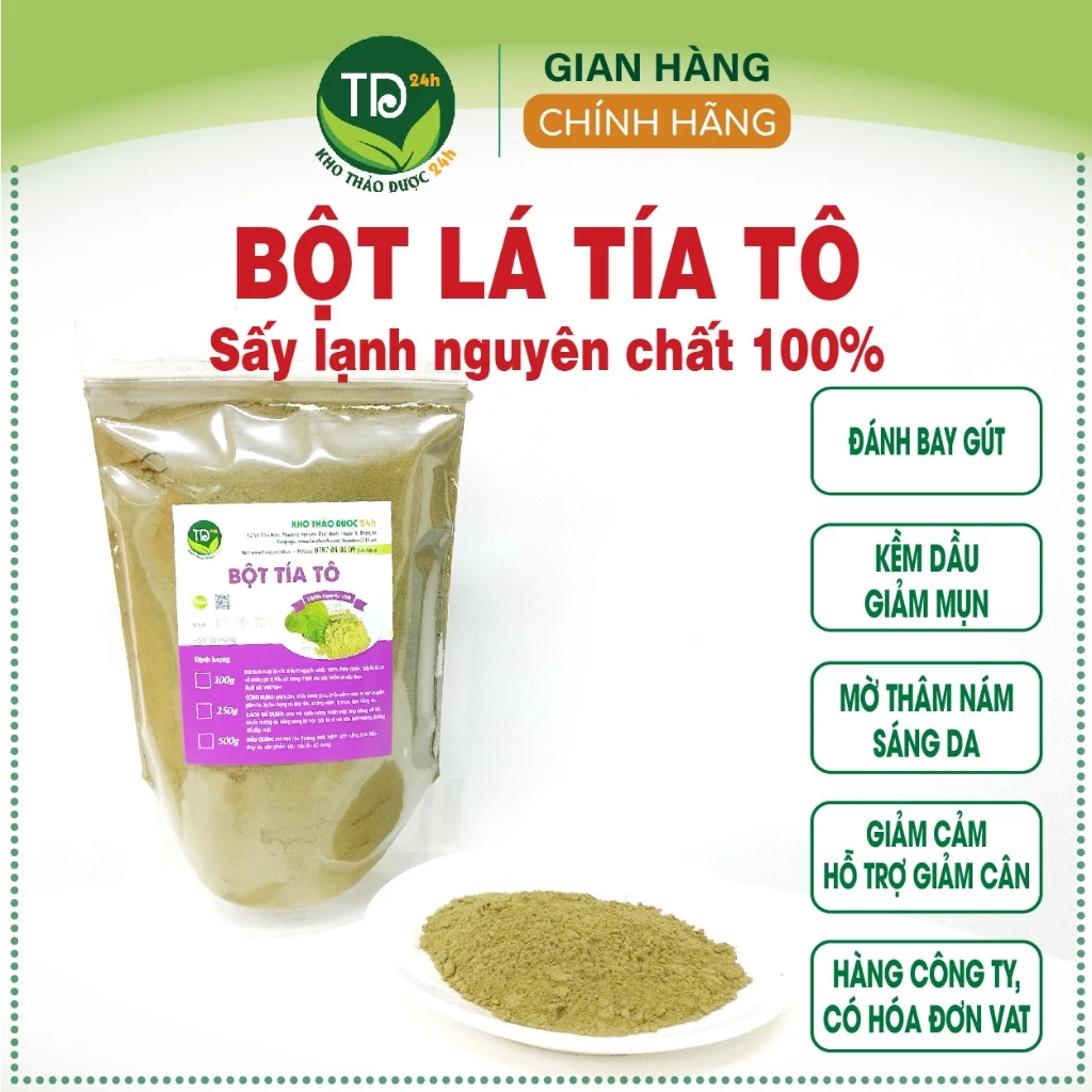 Bột lá tía tô nguyên chất 100%, đánh bay chứng Gout, làm đẹp da, giảm cân, tốt cho người ăn kiêng, phù hợp với bà bầu