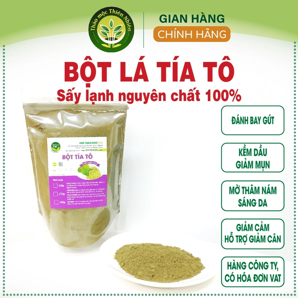 Bột tía tô nguyên chất 100%, làm da trắng sáng, tốt và phù hợp cho người ăn kiêng [500g] l Kho thảo mộc thiên nhiên