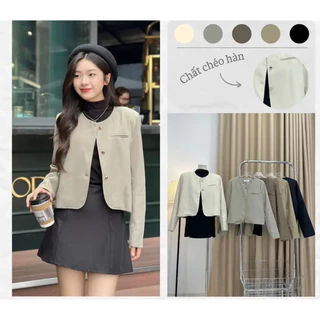 ÁO BLAZER/ÁO VEST NỮ CỔ TRÒN KHUY ĐỒNG TÚI NGỰC style Ulzzang