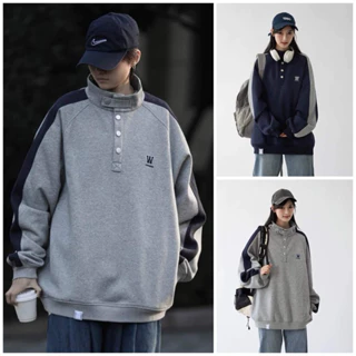 Áo Sweater chữ W unisex nỉ bông cotton dưới 75kg - áo phông dài tay dáng thụng phong cách Ulzzang