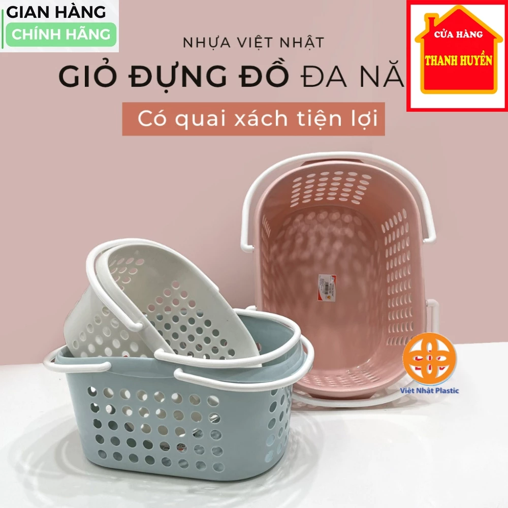 [Chính hãng Việt Nhật] Giỏ đựng đồ đa năng có quai cầm tiện lợi nhựa Việt Nhật