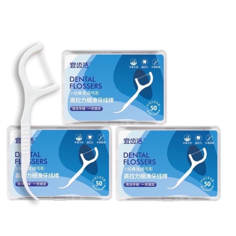 Sét 50 Chiếc Tăm Chỉ Nha Khoa Sợi Chỉ Mảnh, Bảo Vệ Răng Miệng