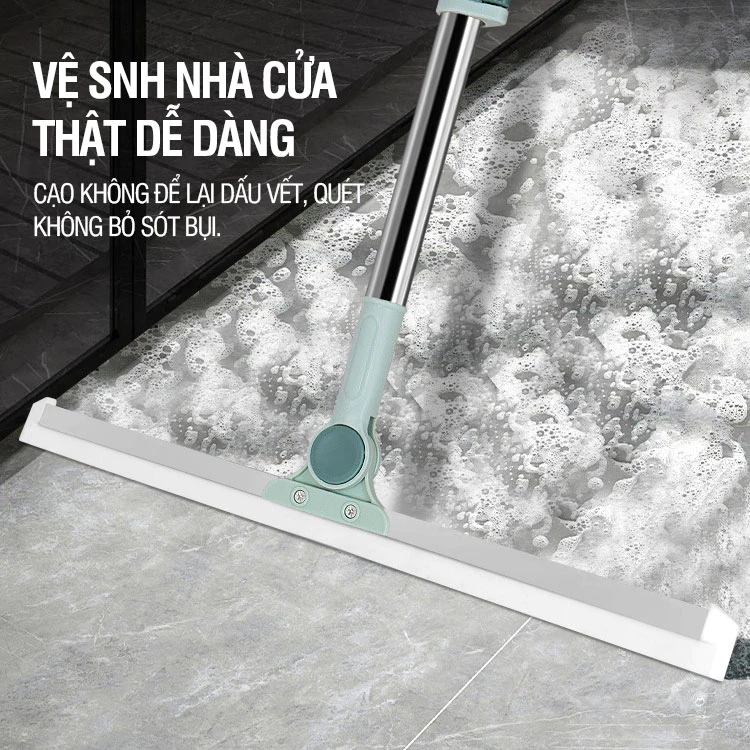 Cây Gạt Nước Sàn Nhà Cao Cấp, Chổi Gạt Kính Đa Năng - Bàn Gạt Silicone Mềm Dẻo, Cán Nhôm Chắc Chắn
