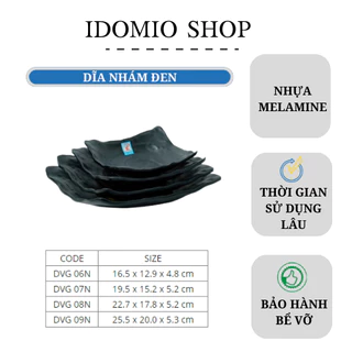 Dĩa Nhựa Melamine Nhám Đen Cao Cấp