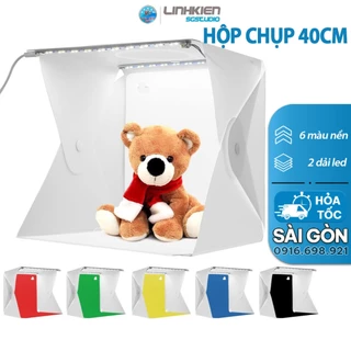 Hộp chụp quảng cáo sản phẩm studio size 40 cm 2 dãy led , 6 màu nền tiện lợi hiệu quả