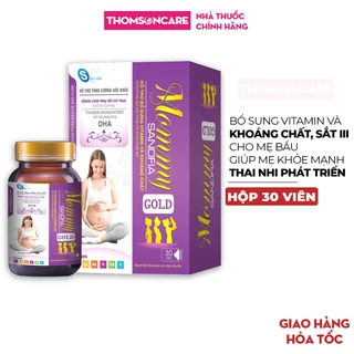 Vitamin tổng hợp cho mẹ bầu Mommy Gold Sanofia France Tím, Bổ sung Sắt giúp mẹ bầu khỏe, thai nhi phát triển Hộp 30 Viên