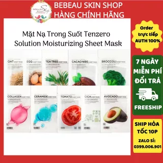 Mặt Nạ Tenzero Solution Moisturizing Sheet Mask trong suốt dưỡng ẩm dưỡng trắng căng bóng phục hồi cho da - Bebeau