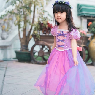 Váy công chúa tóc mây Rapunzel hóa trang Halloween cho bé gái