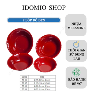 Tô Nhựa Melamine Đựng Canh Hai Lớp Đỏ Đen