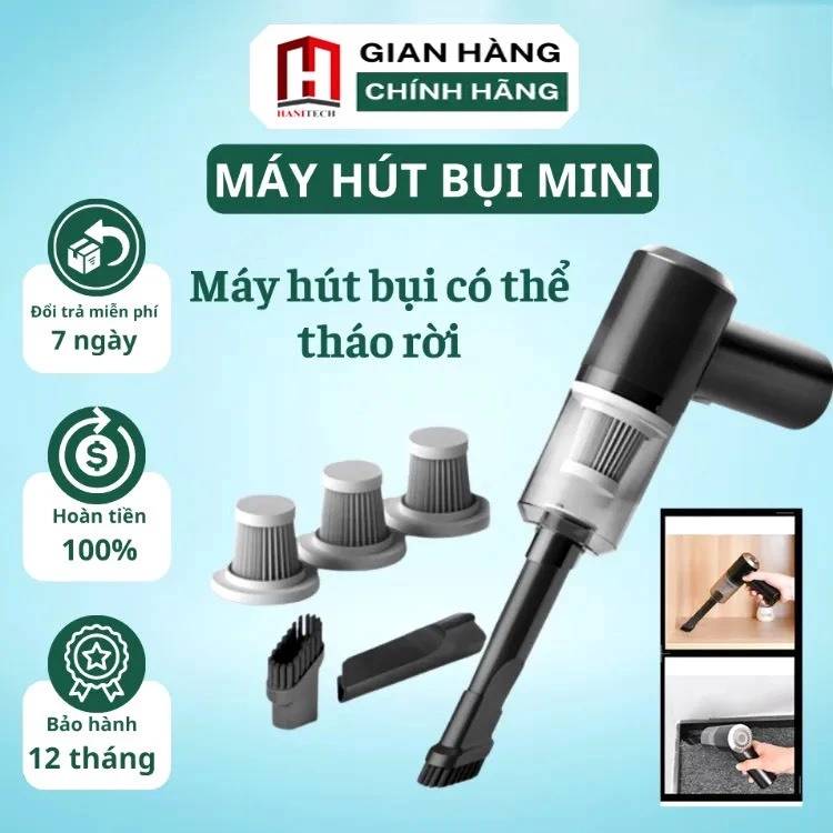 Máy hút bụi cầm tay mini không dây siêu tiện lợi, hút bụi xe ô tô, giường nệm lông chó mèo đa chức năng M1