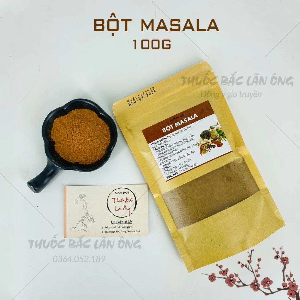 Garam masala 100g, bột gia vị Ấn Độ nguyên chất, bột trà sữa - Lãn Ông