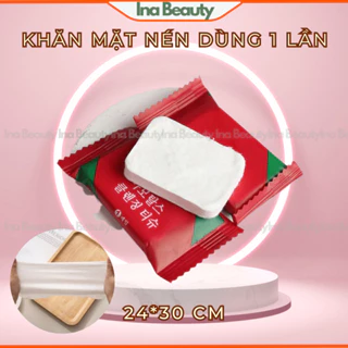 (1 cái) Khăn Mặt Nén Du Lịch Tiện Lợi Túi Màu Đỏ Đa Năng Dùng 1 Lần  24*30cm Deal 1k