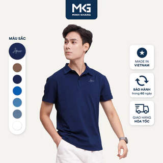 Áo Polo nam màu xanh đen Basic MKG vải cotton lạnh xuất âu thanh lịch, sang trọng, nam tính APL01