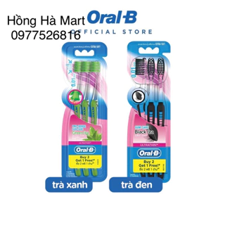 Bàn chải OralB tinh chất Trà Xanh/ Trà Đen vỉ 3 cây (Mua 2 tặng 1)