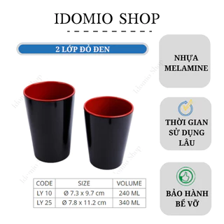 Ly Nhựa Melamine 2 Lớp Đỏ Đen Cao Cấp