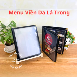 Quyển Menu Viền Da Lá Trong, Bìa menu trong suốt kích thước A4