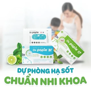 Khăn lau hạ sốt Dr.Papie cho bé 0m+, 3m+, thải nhiệt, giảm sốt chuẩn Nhi khoa Hộp 25 miếng (Tặng quà khi mua nguyên hộp)