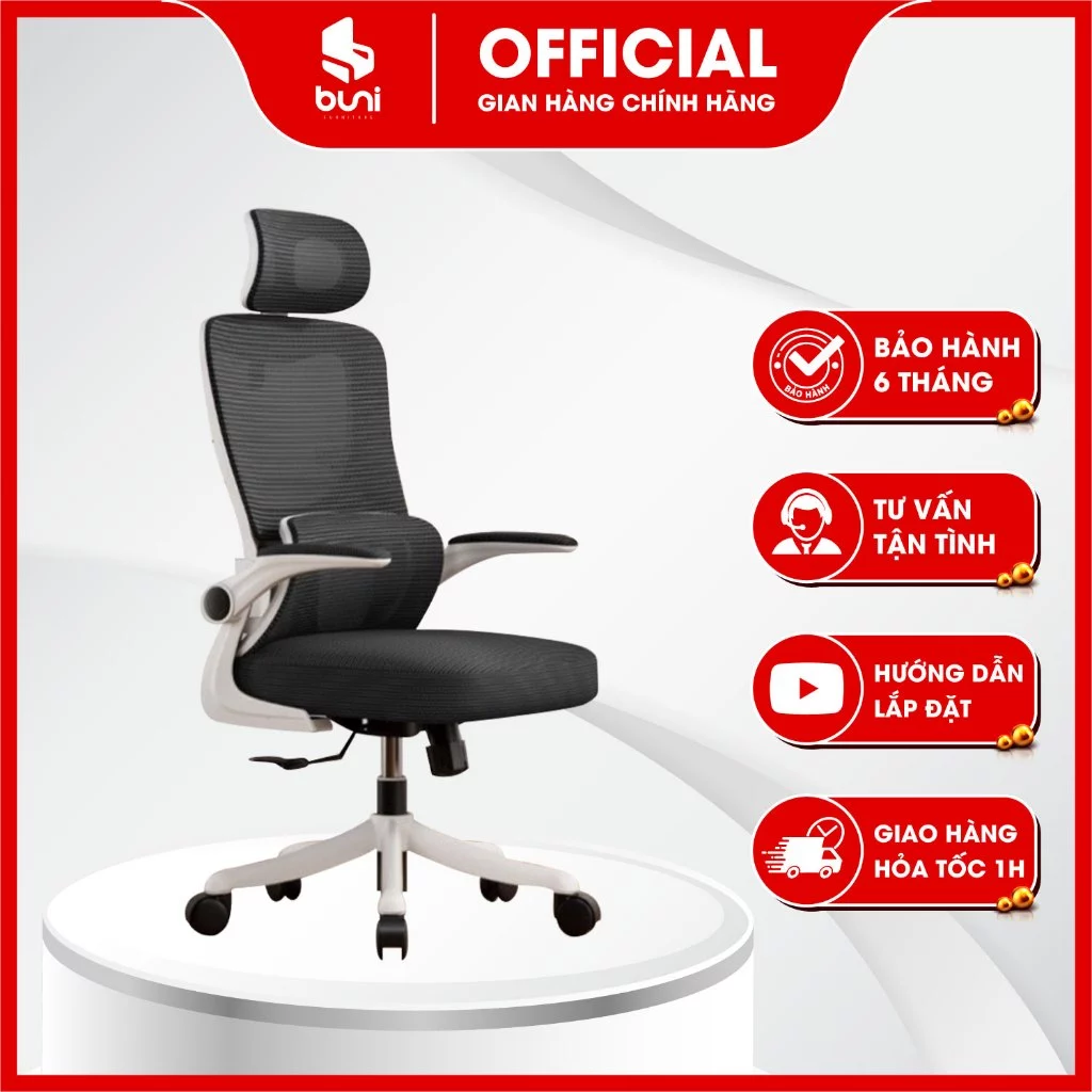 Ghế Công Thái Học BN08 Chất Vải Lưới Dày Dặn Thông Thoáng, Kiểu Dáng Đẹp Mắt, Thoải Mái Tiện Ích