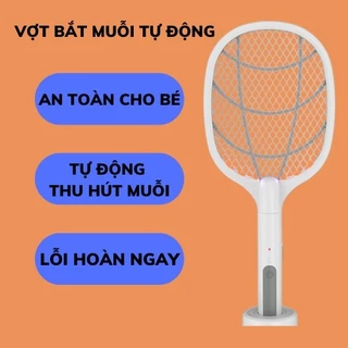 Vợt muỗi thông minh tự động kiêm đèn bắt muỗi sạc tích điện, vợt bắt muỗi thông minh cao cấp để bàn