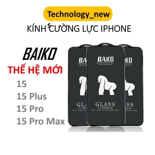 Kính cường lực Baiko iphone 15, 15pro, 15 plus, 15 pro max phủ nano full màn hình siêu mượt