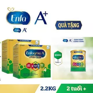 [Tặng 1 lon 830g] Bộ 2 Sữa Bột Enfagrow A+ Neuropro 4 - FL HMO Vị Nhạt Dễ Uống -2.2kg/hộp