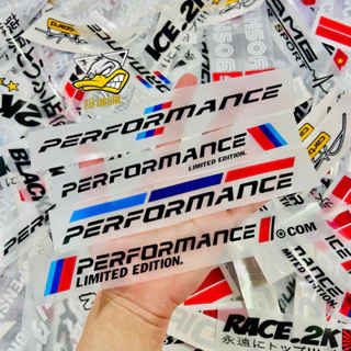 Tem Logo Sticker Peformance in decal trong dán xe trắng