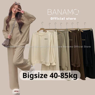 Set nữ Banamo Fashion bộ áo thun tăm cổ tròn kèm quần culottes có bigsize 193