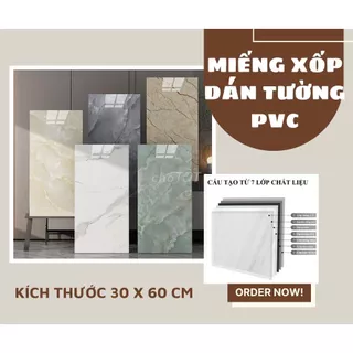 Miếng dán tường giả đá thạch anh kích thước 30x60cm, xốp dán tường