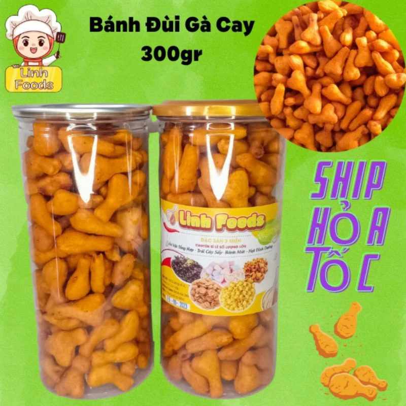 Bánh Đùi Gà Cay - Snack Đùi Gà - Lon Pet 300gr