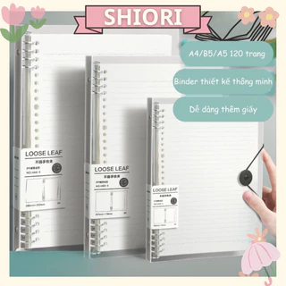 Bìa Sổ còng Binder A4 B5 A5 SHIORI 8 còng kèm phân loại ruột giấy refill làm planner bullet journal