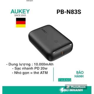 Pin sạc dự phòng Aukey PB-N83S 10.000mAh sạc nhanh PD 20W - Basix mini bé hơn thẻ ATM