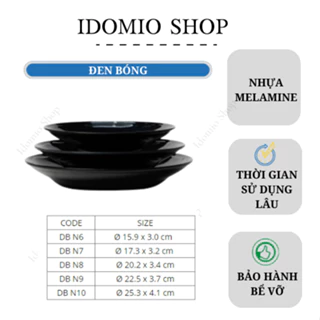 Đĩa Nhựa Melamine Sâu Lòng Màu Đen