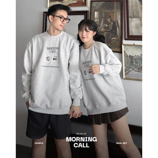 Sweater unisex nỉ bông form suông rộng nam nữ Morning Call Byjolievn