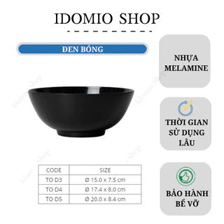 Tô Nhựa Melamine Đen Bóng Nhiều Size