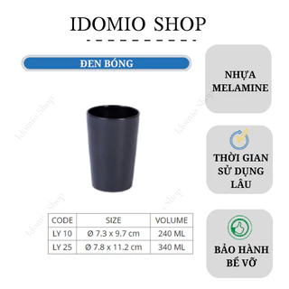 Ly Nhựa Melamie Trà Đá Đen Bóng