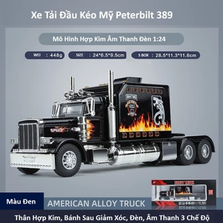 Mô Hình Xe Tải Đầu Kéo Heavy Truck Mỹ tỉ lệ 1:24 vỏ hợp kim, có đèn và âm thanh động cơ, mô hình oto tải trưng bày